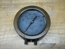 Westinghouse Steam Pressure Gauge 6” Diameter Dual Needles  Solid Brass Case