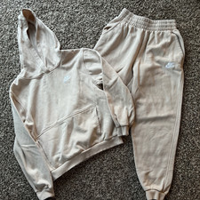 Nike Sportswear Fleece Kids Sweatshirt Hoodie and Jogger Set Cream Size Medium