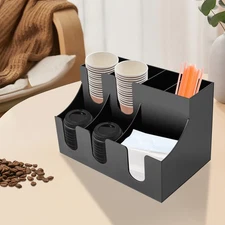 Cup Lid Dispensers Holder Acrylic Coffee Caddy Rack Anti-slip Tea Condiment Rack