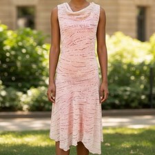 B.i.y.a.y.c.d.a. Vintage Asymetrical Slip Dress Women's 10 Dot Beige Pink