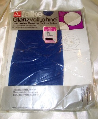 RAR Vintage FALKE GLANZVOLL OHNE Nylons Strumpfhose Gr. 38-40 JEANS BLAU OVP
