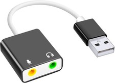 USB Audio Adapter External Sound Card PC 3.5mm