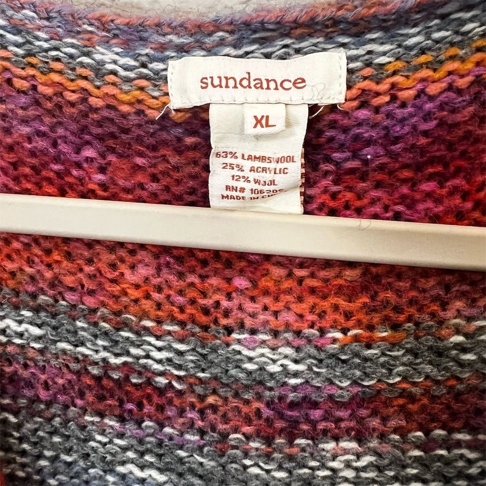 Cárdigan largo con capucha Sundance suéter talla XL mezcla de lana multicolor con botones Foto 4 de 4