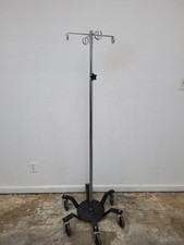 IV Pole, 4 Hook, 6 Wheel, Heavy-Duty Steel Base 60"-100"