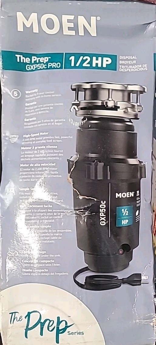 NEW!! MOEN Prep Series 1/2 HP Continuous Feed Garbage Disposal with Power Cord