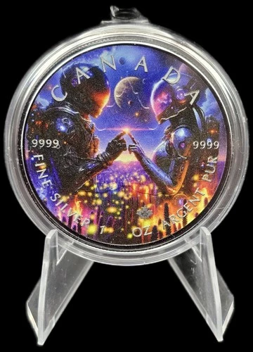 2023 Canada Astronauts Maple Leaf Colored Black Ruthenium  $5 1 oz Silver Coin