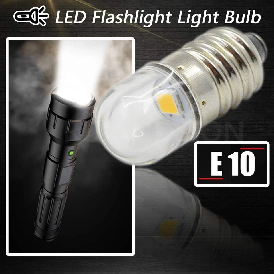 E10 3V/4.5V/6V/12V Torch LED Miniature Screw Bulb Clear/Warm White Bulb Lamp - Image 3 of 4