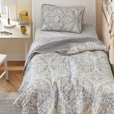 Boho Quilt Set Twin Reversible Vermicelli Quilting Twin Size Bed All Season