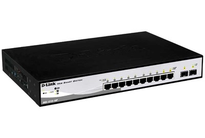 D-Link  Web Smart Switch - 10 Ports - Manageable - 8 x POE - 2 x Expansion Slots