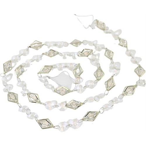 Silver and White Beaded Garland 6 Feet D3996 New - Picture 3 of 4