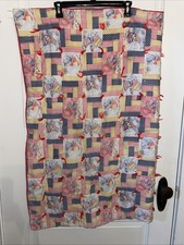 Vintage Handmade Child's Size Quilt Bedspread Red Holly Hobby Styled Print