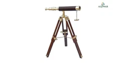 18" Brass Antique Nautical Telescope Spyglass on Wooden Tripod Stand Marine
