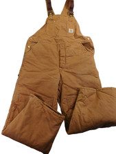 Vtg Carhartt Duck Brown Overalls Quilted Lined Double Knee BQ186 Size 40x30 USA