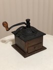 Antique Cast Iron  Coffee Grinder Mill Wooden Base With Draw, Heavy