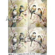 Spring Birds | A4 Rice Paper | Paper for Decoupage | AB Studios