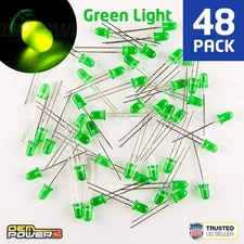 48 X RadioShack 5mm Green Diffused LED #2760022 BULK PACK NEW