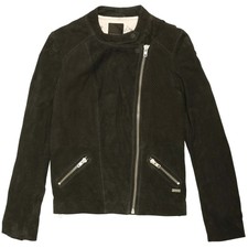 Maison Scotch Suede Biker Jacket, Navy