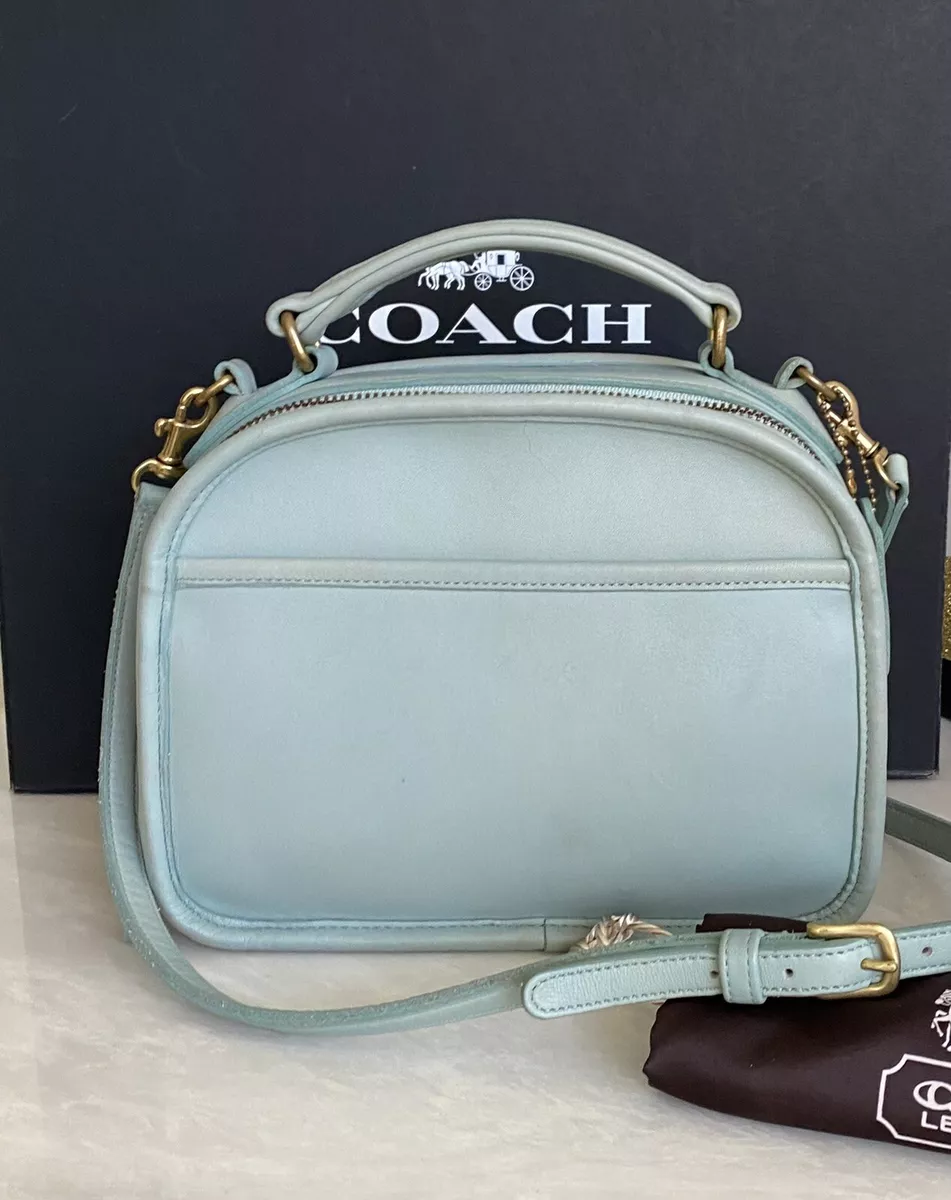 COACH VINTAGE AQUA LEATHER LUNCH BOX BAG CROSSBODY PURSE #9991 USA EUC