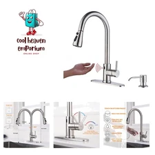 Motion Sensor Kitchen Faucet with Kitchen Soap Dispenser, Single Kitchen Fauc...