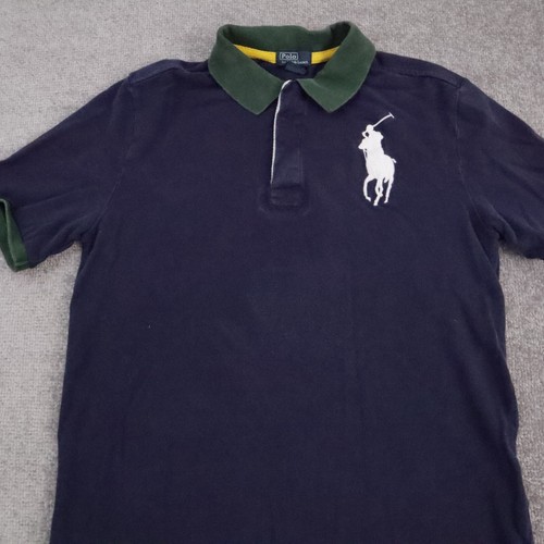 Vintage Polo Ralph Lauren Logo Youth XL Blue Short Sleeve Collared Shirt - Picture 5 of 9
