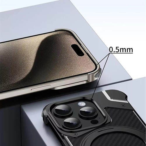 Aluminium Carbon Fiber Hülle für iPhone 15 16 Pro Max Plus Schutz Handyhülle - Picture 8 of 20