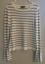 Ann Taylor Long Bell Sleeve Striped Pullover Lightweight Sweater Women's Small