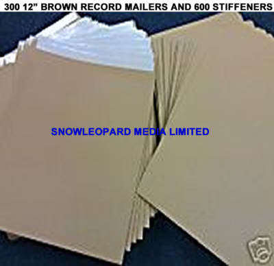100 Strong 12" LP Record Vinyl Peel And Seal Brown Board MAILERS ENVELOPES Including Fragile Labels/Stickers - 625 Micron Cardboard SELF Seal