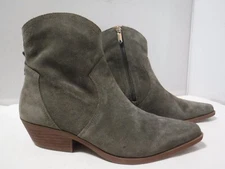 PM3 Women's CROWN VINTAGE Razia Olive Green Suede Pointed Western Booties 9 / 40