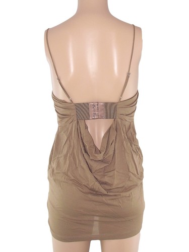 Pinko Canotta Donna Taglia Xs S M Bianco Marrone Jersey Maglia Top Crepe Stretch - Picture 5 of 38