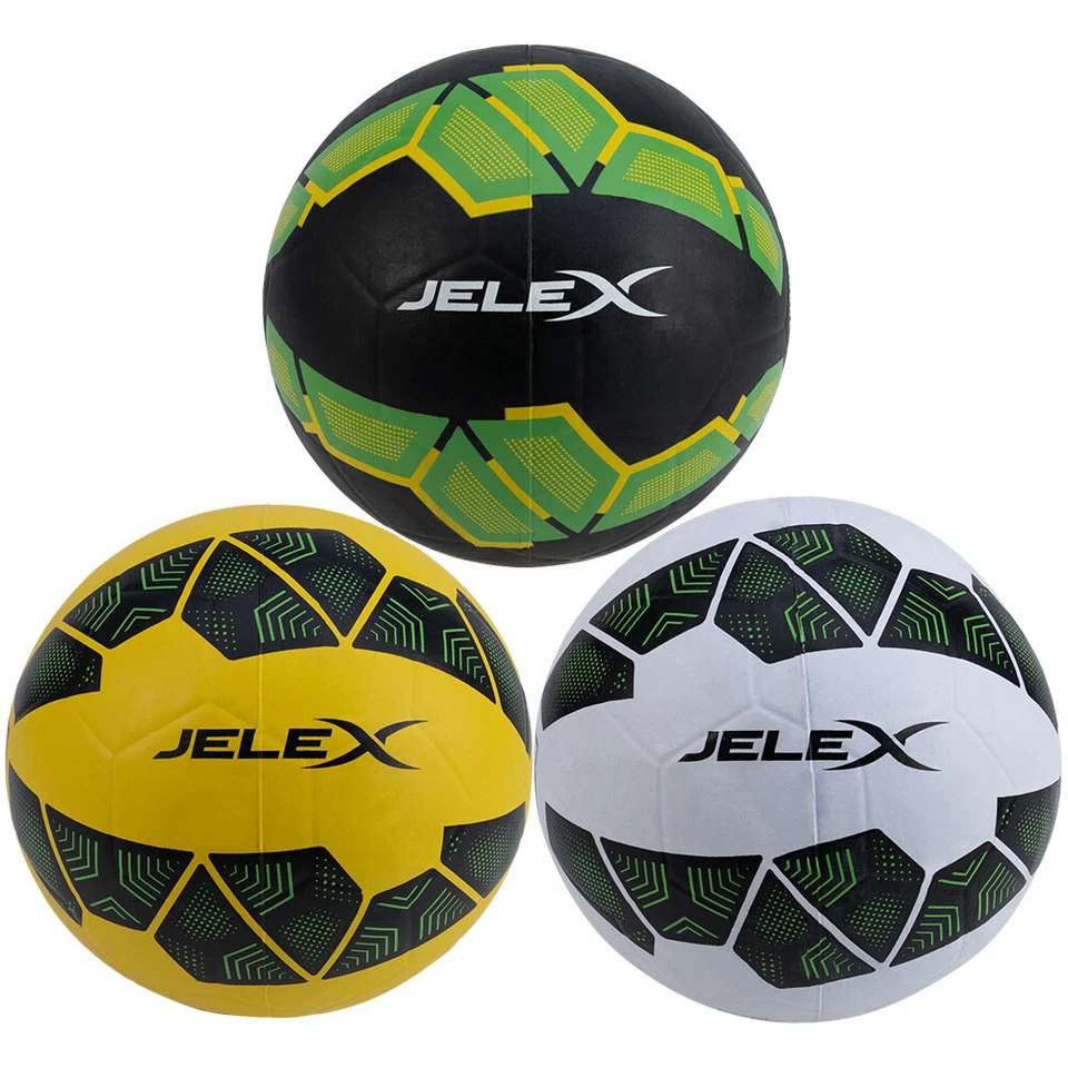 JELEX Bolzplatzheld Gummi Freizeit Sport Spielball Fußball weiß gelb grün neu