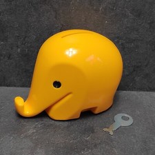 Commerzbank Elefant Spardose Gelb Mit Schlüssel | Vintage 