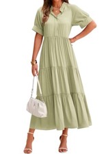 Dowerme Women’s Summer Dress Sage Green Maxi Dress XXL
