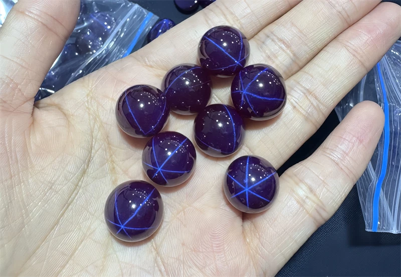 Top Round Bead Purple Star Sapphire Lab Created High hardness AAAA+Loose Gems - Image 2 of 4