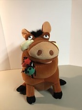 Disney Store Lion King Pumbaa Warthog Bugs in Mouth Pumbaa Pig Plush 14" Vintage