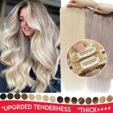 200G REAL THICK Double Weft Clip In Hair Extensions Human Hair Full Head Blonde