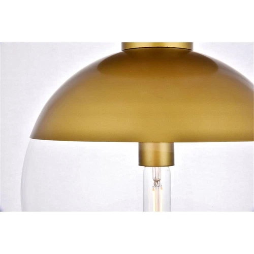 Living District Eclipse 1-Light Metal & Glass Flush Mount in Brass/Clear - Picture 5 of 5