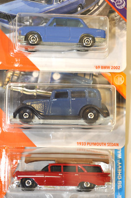 Matchbox Classic Cars - ' 69 BMW 2002 -1933 Plymouth Sedan - '59 Chevy Wagon - Sealed
