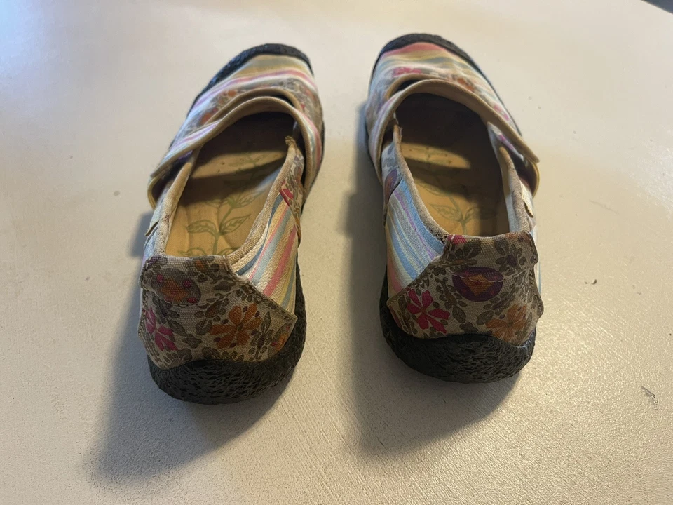  Keen женские туфли Marie 6,5 США холст цветочный полоски Mary Jane круглый носок ремень - Изображение 4 из 4