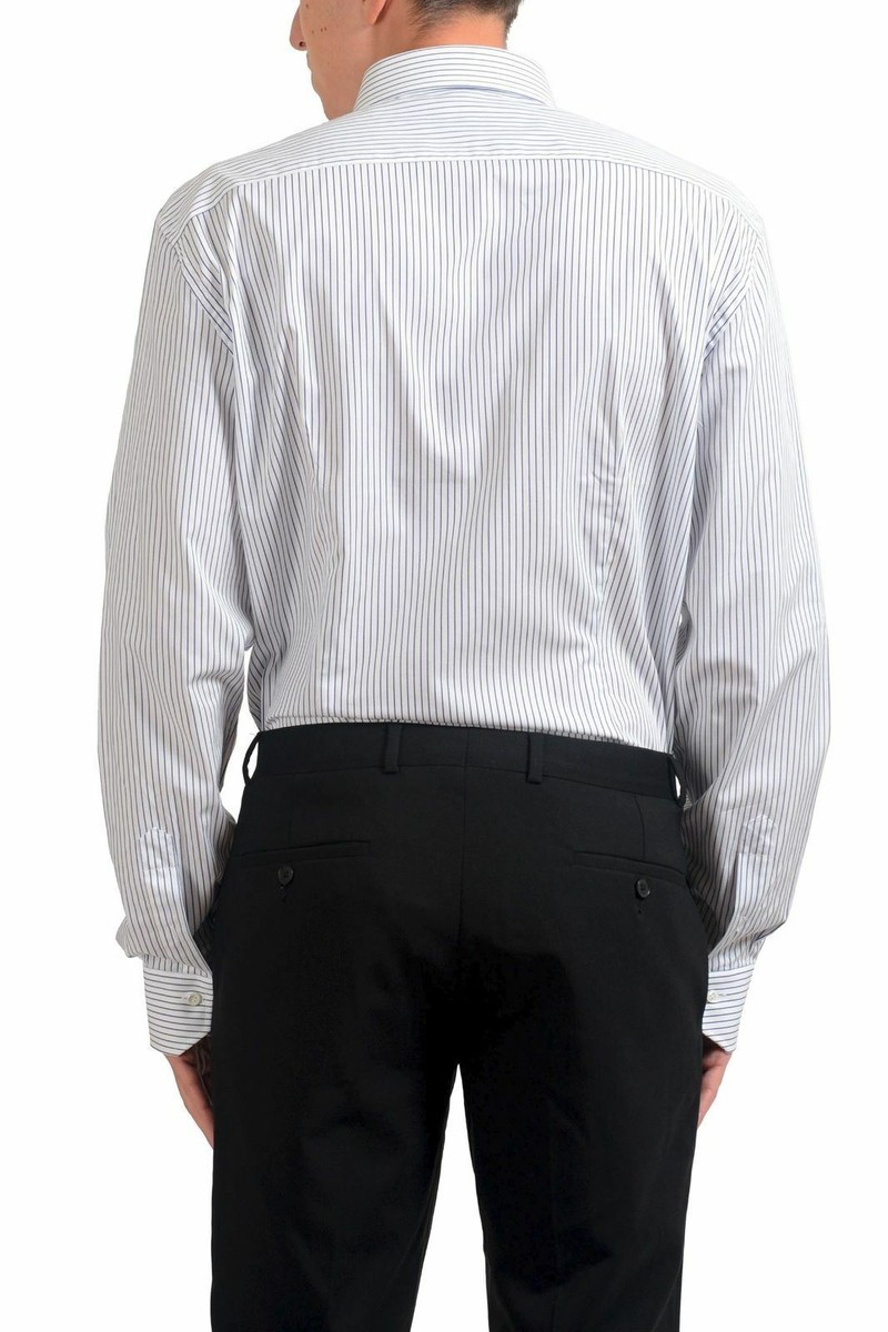 FERRAGAMO 0305760769717CIPRIACREAM 関税送料込 Salvatore Ferragamo Men's Striped Long Sleeve Dress Shirt