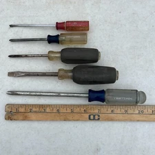 5 Craftsman Screwdrivers Lot USA Regular Flat Head Hand Tools 41294 41297 41053