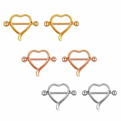 Women Girls Stainless Steel Heart Shape Nipple Rings Body