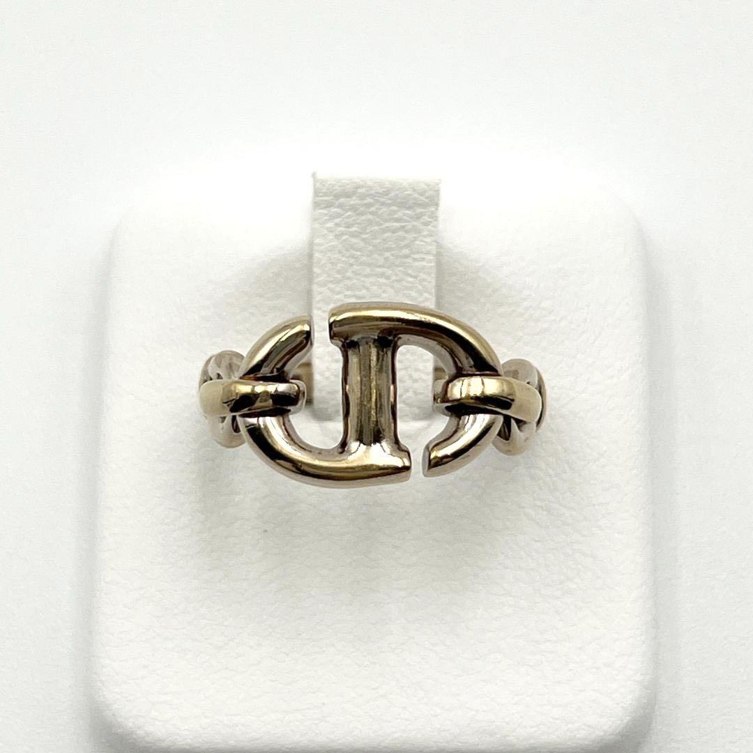 Used Christian Dior Women CD Navy Ring US 6 Size M Gold Tone