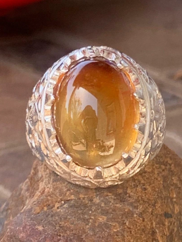 Golden Beryl Heliodor Cabochon Gemstone Sterling Silver Ring FREE SHIPPING - Image 3 of 4