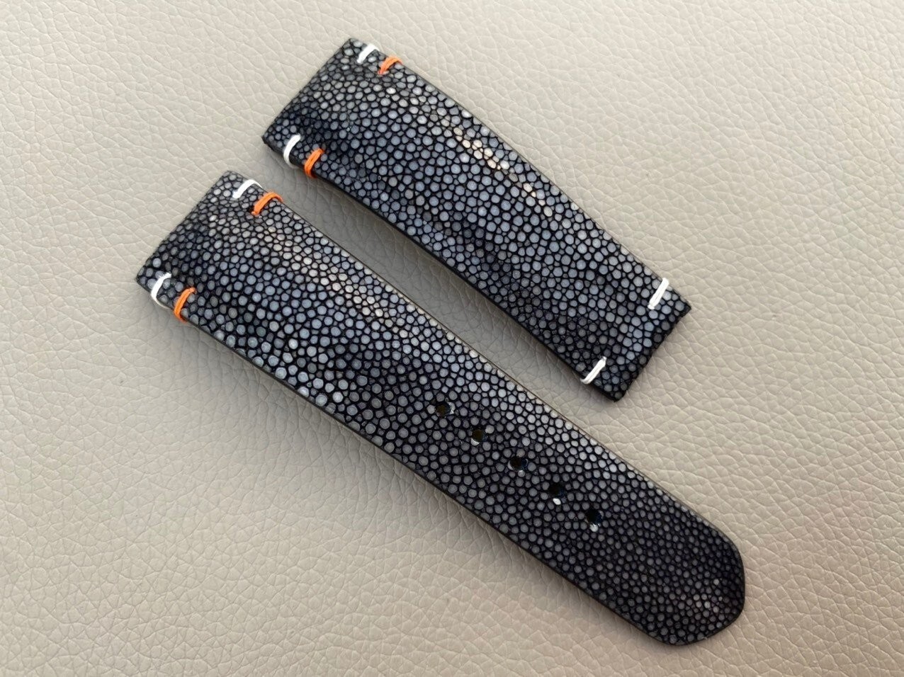 22mm/20mm Genuine stingray skin Watch Strap Band, handmade leather
