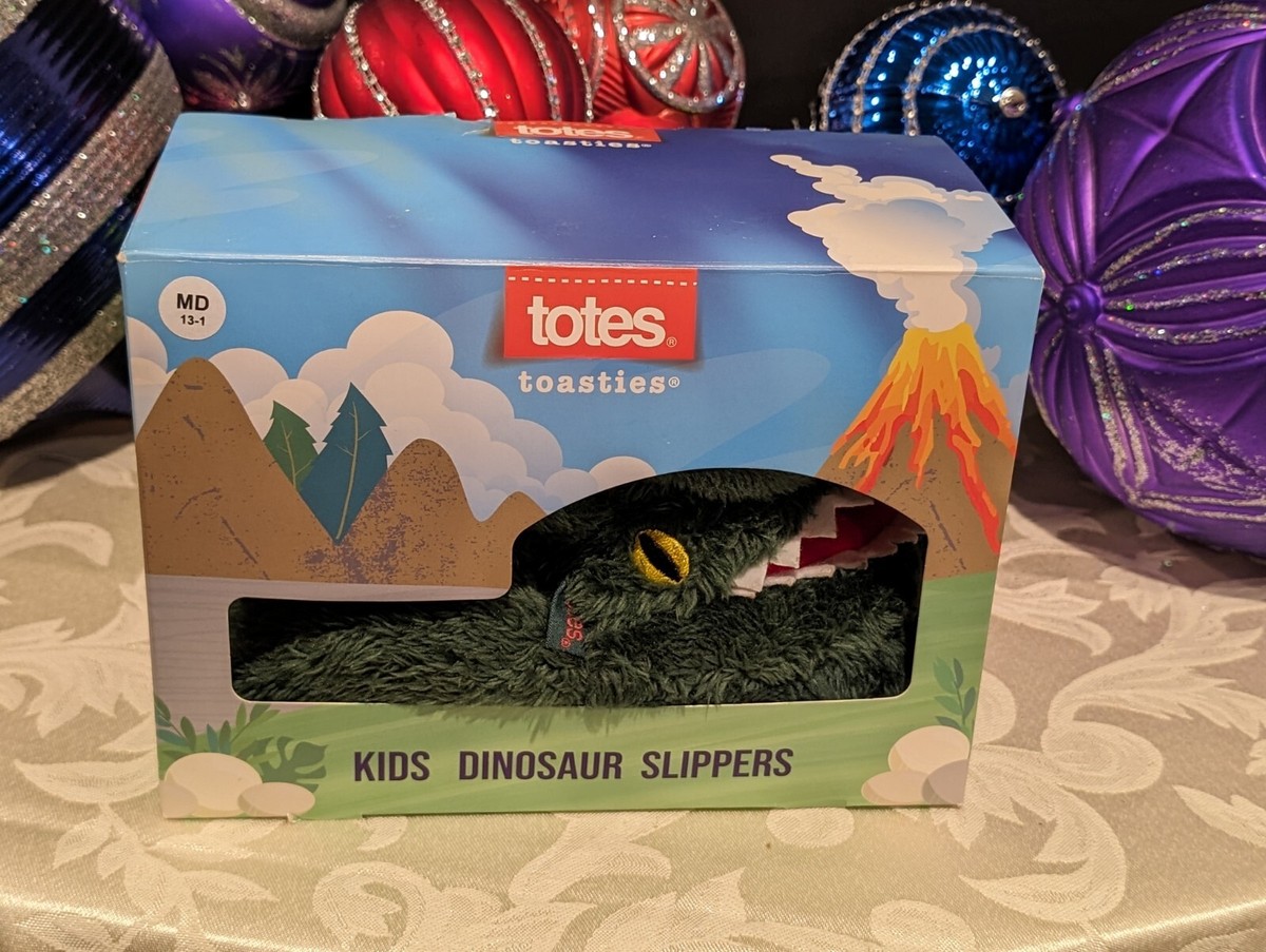 Totes Toasties Kids Dinosaur Slippers Small 11-12 New in box SL6