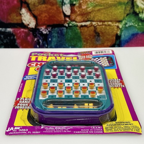 Vintage JA-RU Pocket Travel Checker Game with Case Pocket Size Portable 2002 NEW - Picture 20 of 24