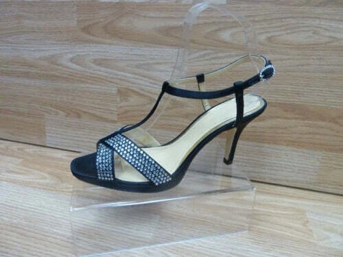 Scarpe da festa Clarks Snake Charm donna nero raso diamante borchie tacco alto 4 5