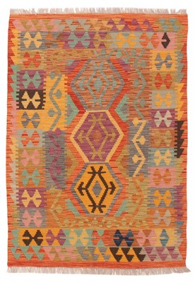 Vintage Geometric Kilim Area Rug 3'5'' x 5'1'' Traditional Wool Hand Woven Carpet
