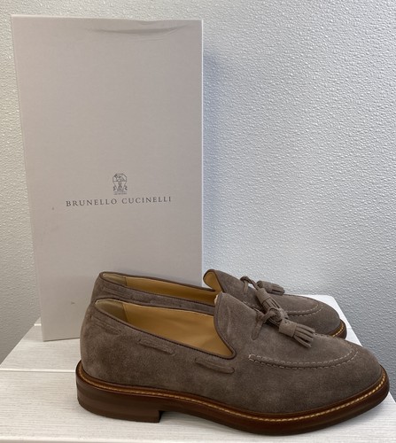 Brunello Cucinelli Tassel Loafers Men's Size US8 EU41 Chesnut Suede Dress Shoes