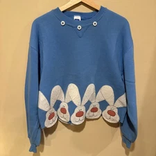 VTG Russell Athletic Women’s Blue Granny Core Bunny Rabbit Easter Sweatshirt M